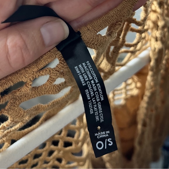 Torrid Crochet Embroidered Ruana with Sleeves Camel Kimono Coverup Size O/S - Picture 4 of 11